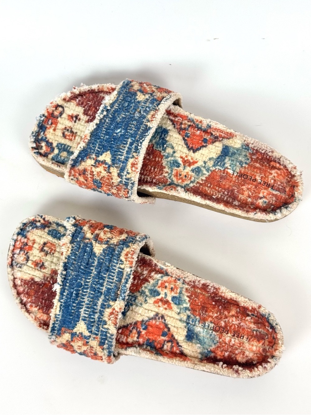 Free People Woven Wonders Footbed Sandals Navy Rust Combo Size 7